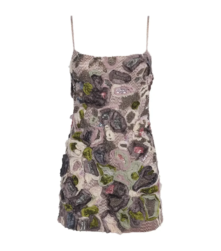 Embellished sequin mini dress after fashion retouching