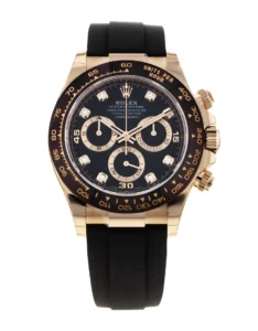 Luxury chronograph watch with black dial and rubber strap, watch retouching