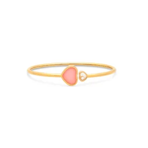 Gold bangle with a pink stone heart and a diamond heart, jewelry retouching