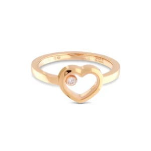 Rose gold heart ring with a floating diamond, jewelry retouching